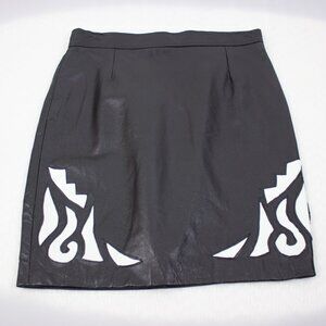 Vintage Womens Leather Pencil Mini Skirt